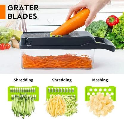 16-Blade Manual Food Chopper with Transparent Tray