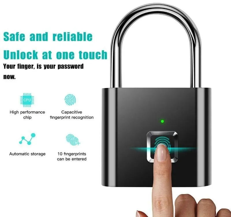 High Quality Smart Fingerprint Lock USB Rechargeable Biometric Digital PadlocK