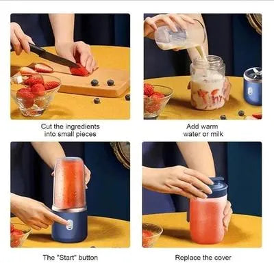Portable 2-in-1 Blue Juicer Blender for Home & Travel