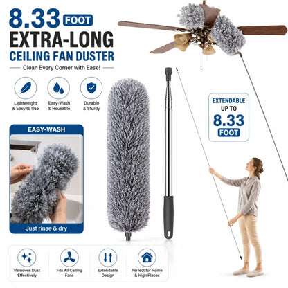 Flexible Microfiber Duster with 30-100 Inches For Cleaning Fan And Roof