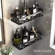 Storage Shelf + 2 Transparent Stickers. Large-Capacity Wall-Mounted Shower Shelf