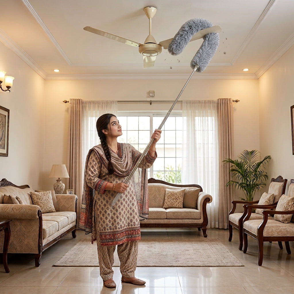 Flexible Microfiber Duster with 30-100 Inches For Cleaning Fan And Roof