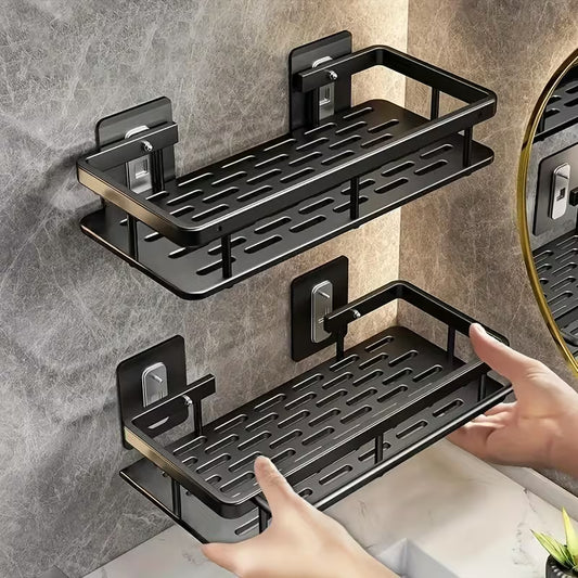 Storage Shelf + 2 Transparent Stickers. Large-Capacity Wall-Mounted Shower Shelf
