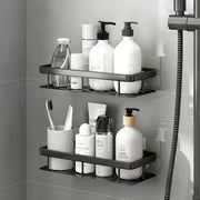 Storage Shelf + 2 Transparent Stickers. Large-Capacity Wall-Mounted Shower Shelf