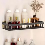 Storage Shelf + 2 Transparent Stickers. Large-Capacity Wall-Mounted Shower Shelf